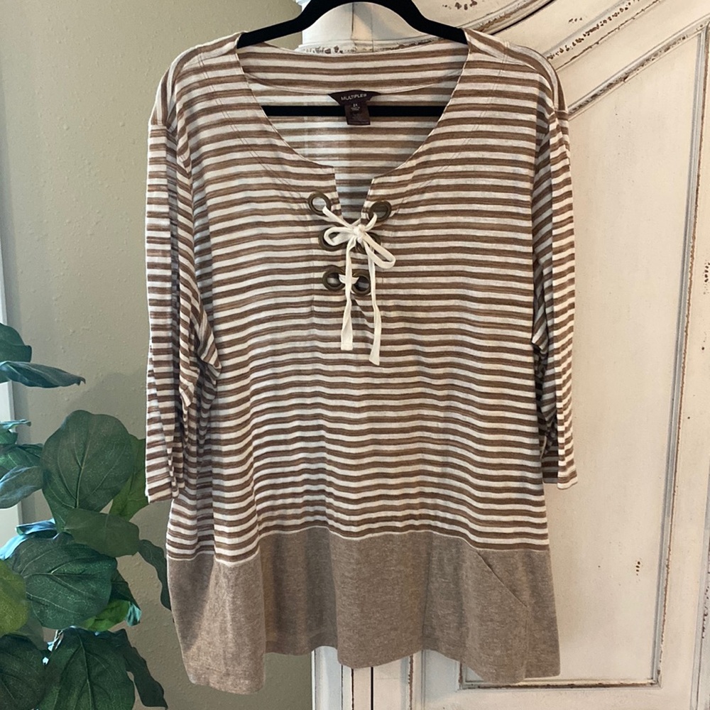 Multiples 2X Women’s 3/4 Length Sleeve Top Shirt